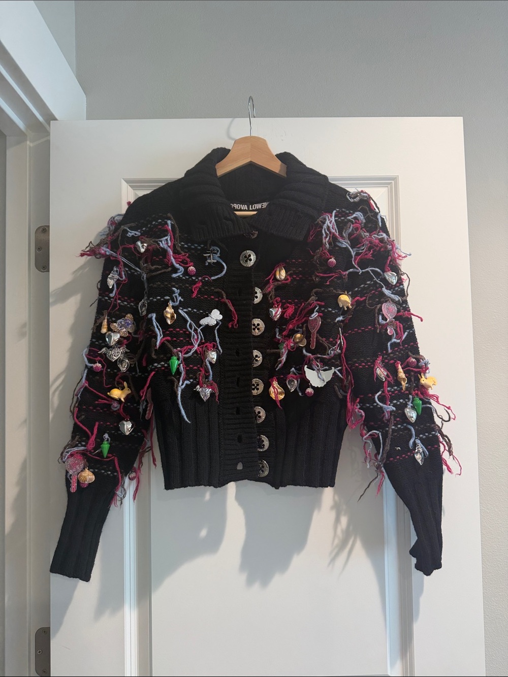 Black Embellished Knit Cardigan Sweater - Woman Lowry